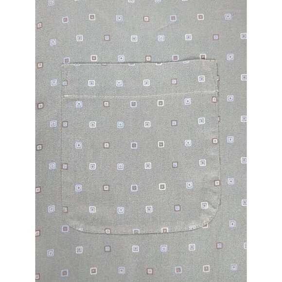 FUBU The Collection Mens 17.5 38/39 Blue Button Down Square Print Dress Shirt - Picture 4 of 11